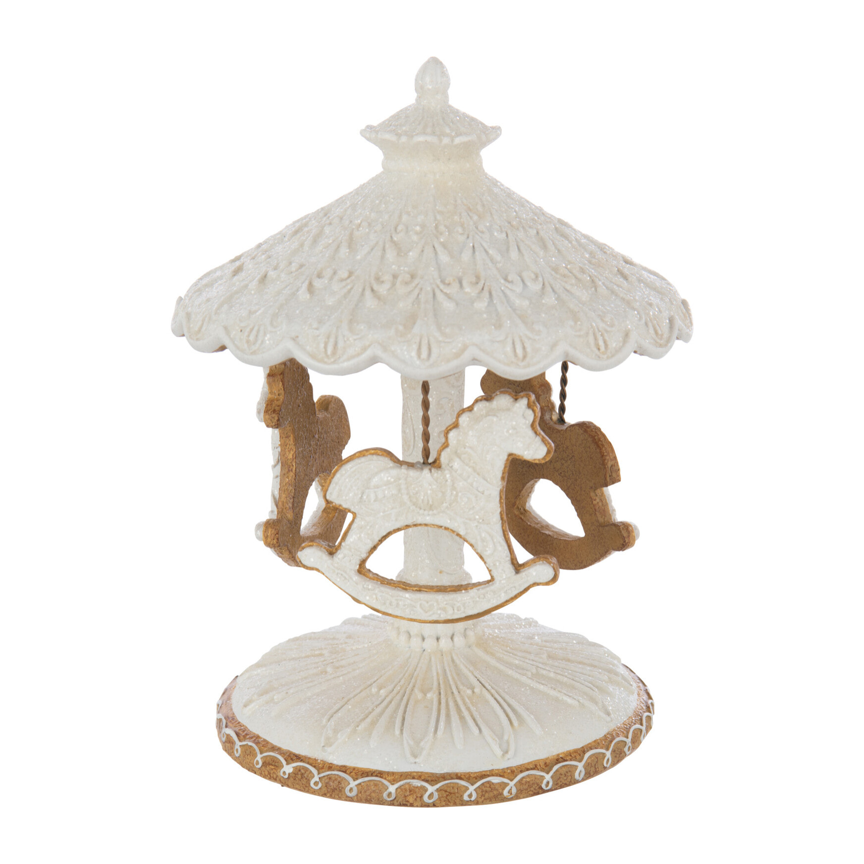 J-Line décoration Carroussel Pain D'épice - polyrésine - beige/blanc