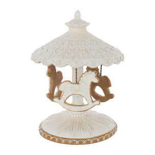 J-Line décoration Carroussel Pain D'épice - polyrésine - beige/blanc