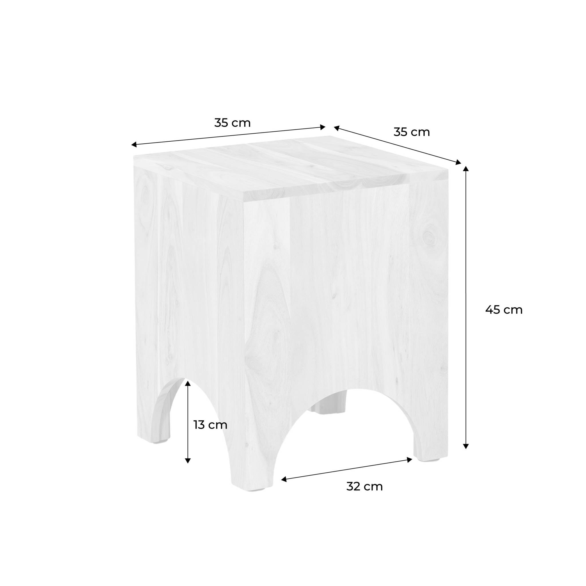 Table d'appoint. table de chevet en bois d'acacia. couleur naturelle. L 35 x 35 x H 45cm