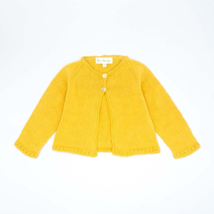CHAQUETA PUNTO ALGODÓN ORGÁNICO AMARILLO