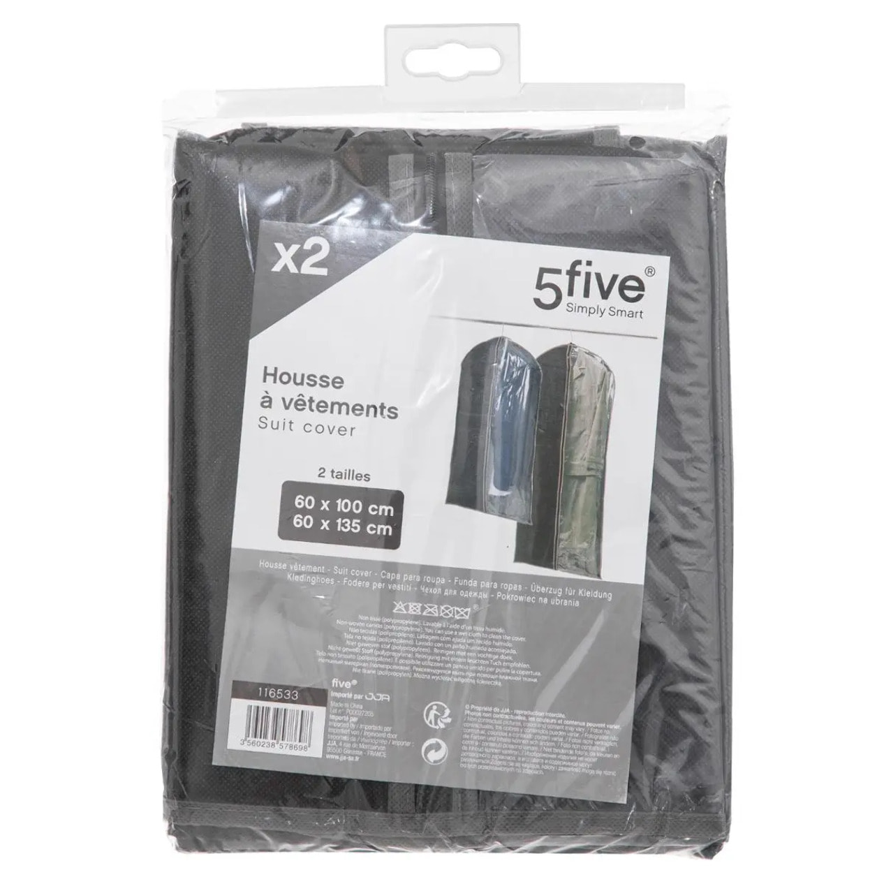 Lot de 2 housses vêtements grand modèle noir