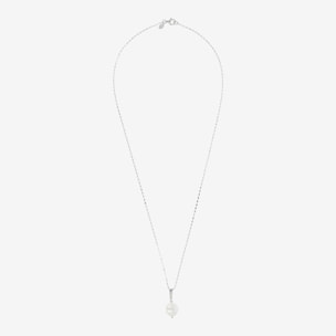 Collana con Catena Rolo e Pendente in Perla d'Acqua Dolce Bianca Ø 11-13 mm