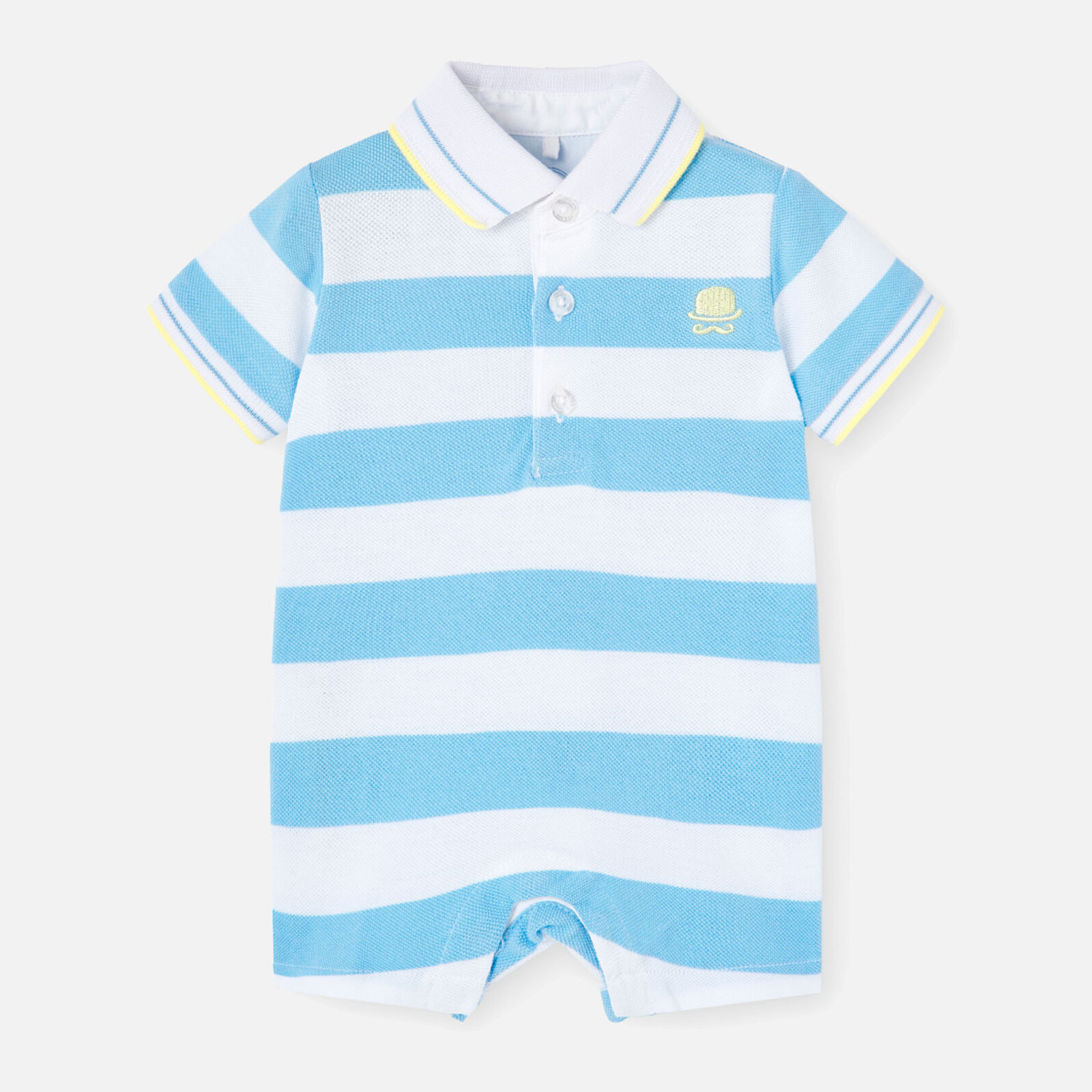 Pelele niÃ±o, piquÃ©, estampado de rayas, azul claro