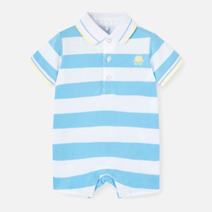 Pelele niÃ±o, piquÃ©, estampado de rayas, azul claro