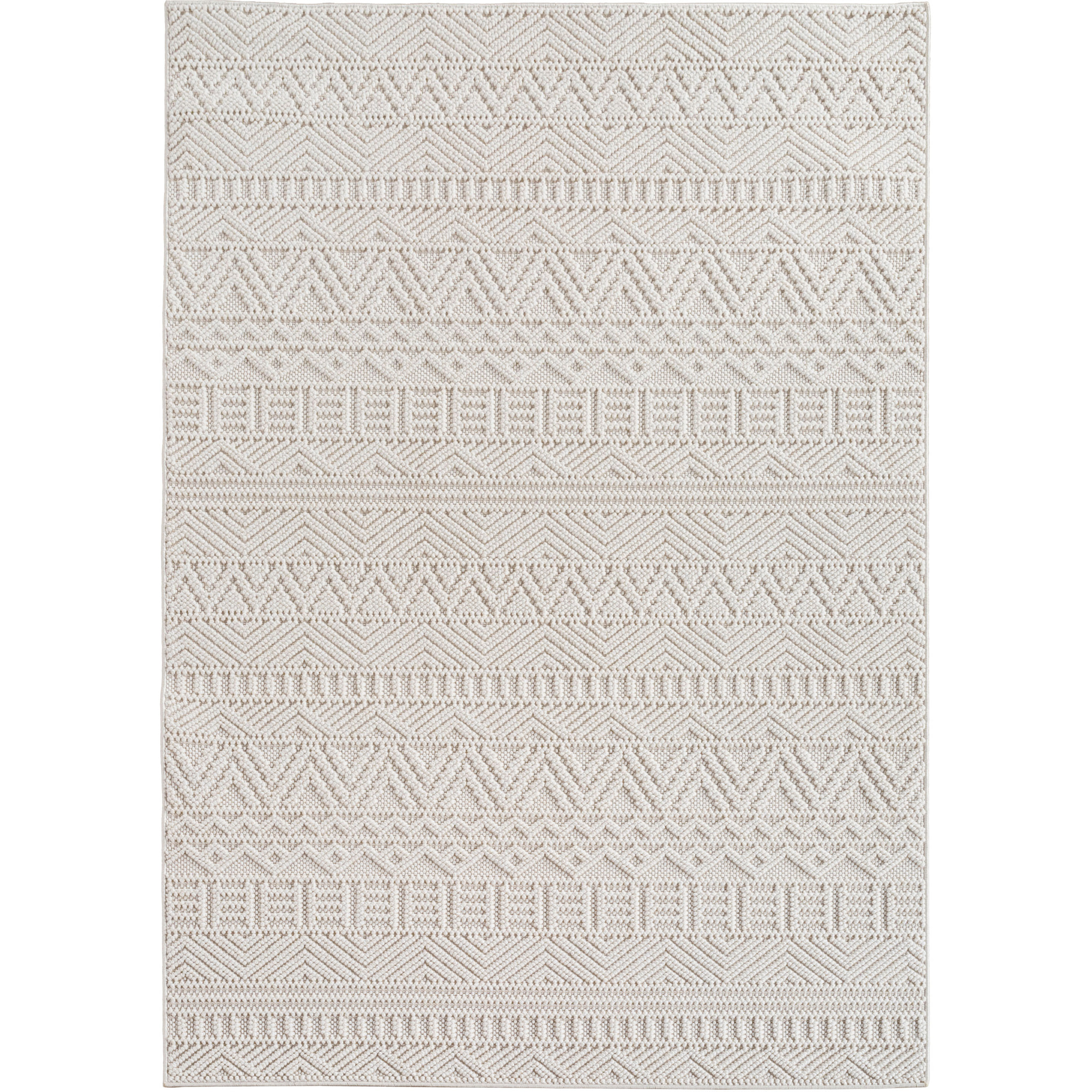 HELIX - Tapis moderne effet laine bouclé à motif berbère en relief crème