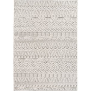 HELIX - Tapis moderne effet laine bouclé à motif berbère en relief crème