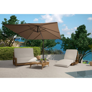 Parasol déporté et rotatif 3 x 4 m chocolat NAVIA