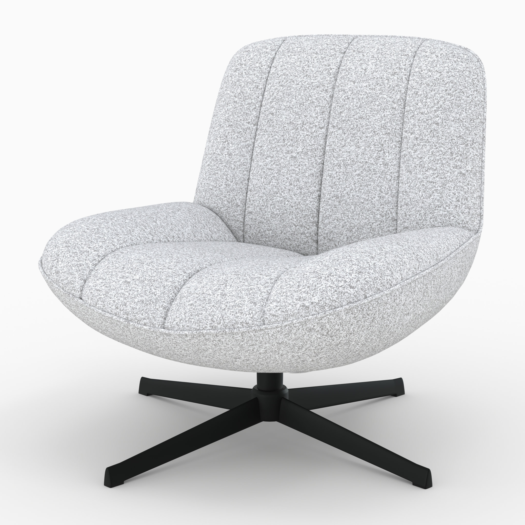 Fauteuil pivotant en tissu bouclé gris chiné - Elvis