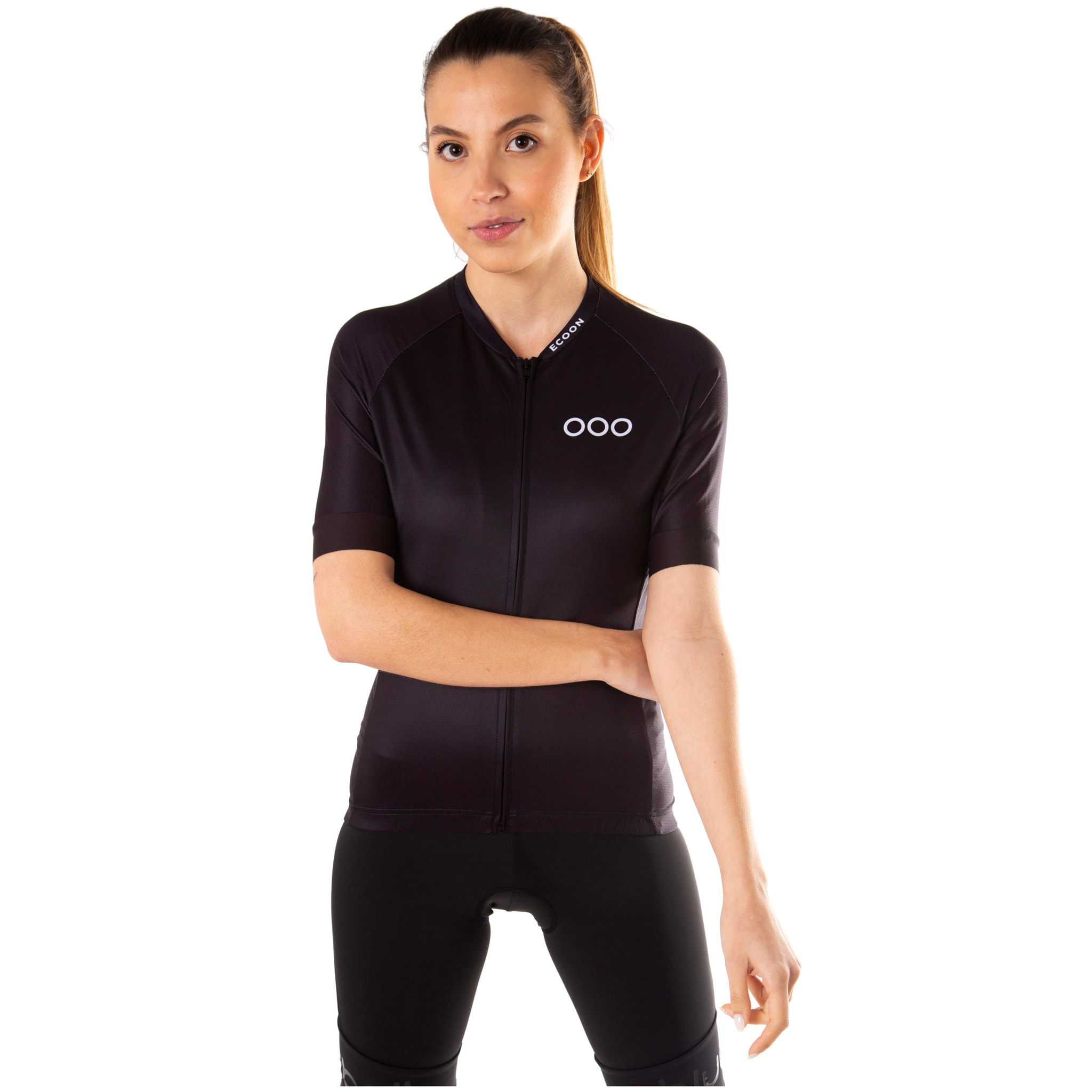 Maglia da ciclismo a maniche corte ECOON Galibier da donna in nero