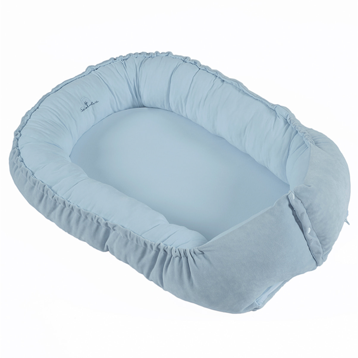 Cocoon bébé 0-6 mois coton bio velours Bleu ciel