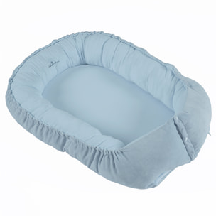 Cocoon bébé 0-6 mois coton bio velours Bleu ciel