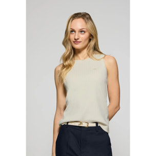 Camiseta top Tamika color crudo acanalada con detalle de botón nacarado Polo Club