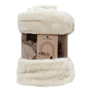 Plaid fausse fourrure jacquard Arka ivoire 160x120cm