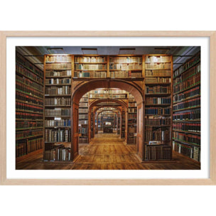 Affiche photo librairie des sciences - Affiche + cadre en bois - Chêne