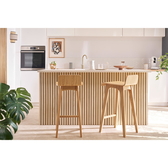 Chaise de bar scandinave en bois clair H75.2 cm BALTIK
