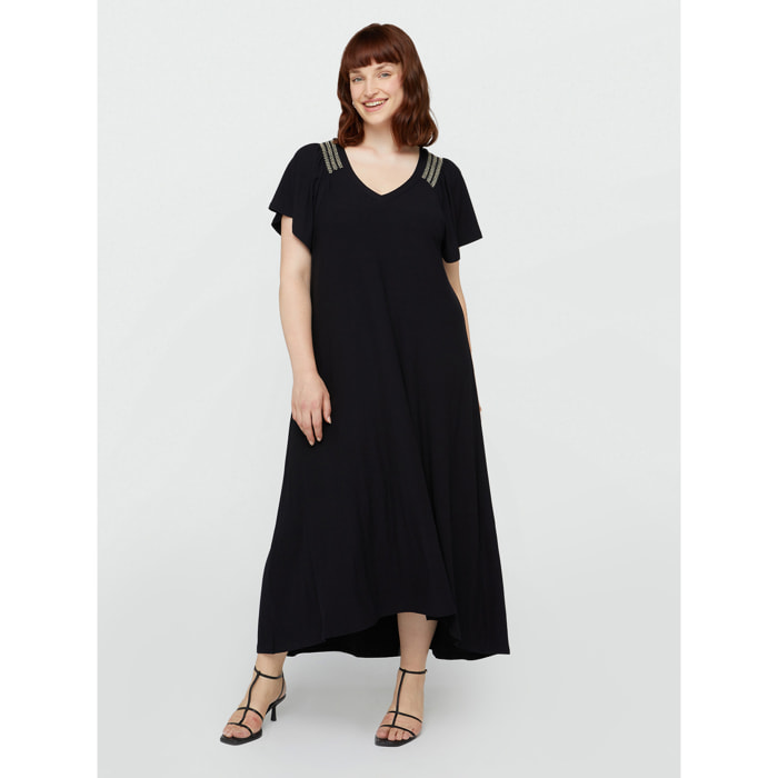 Fiorella Rubino - Vestido largo de punto de crepé - Negro