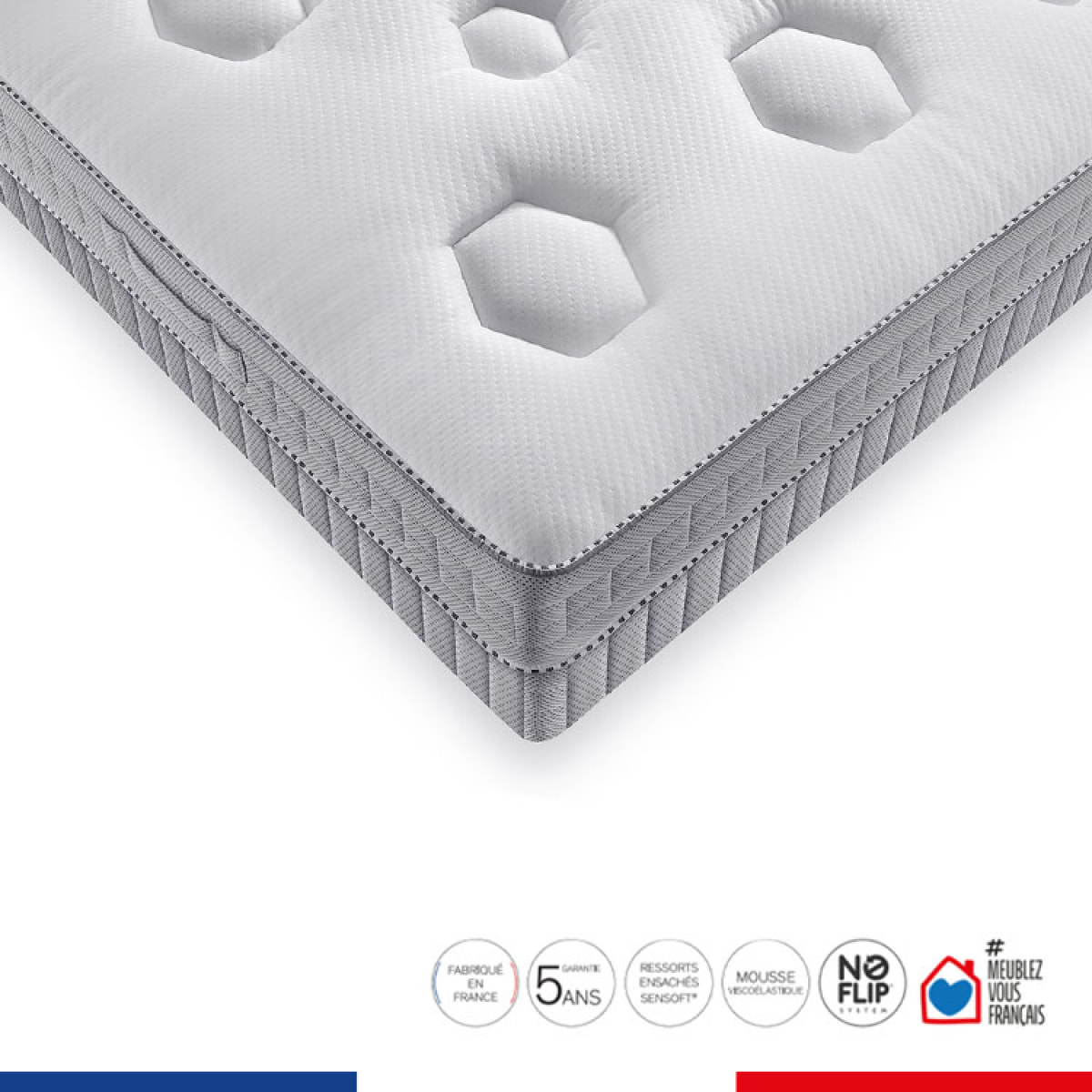 Matelas FLEXION 90x200, ressort ensachés, mi-ferme, H26