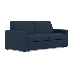 Julia - canapé 3 places convertible couchage quotidien matelas 14 cm en tissu - Bleu marine