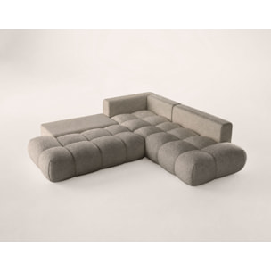 Yulin - Canapé d'angle L 5 places convertible avec coffre en tissu bouclette - Taupe