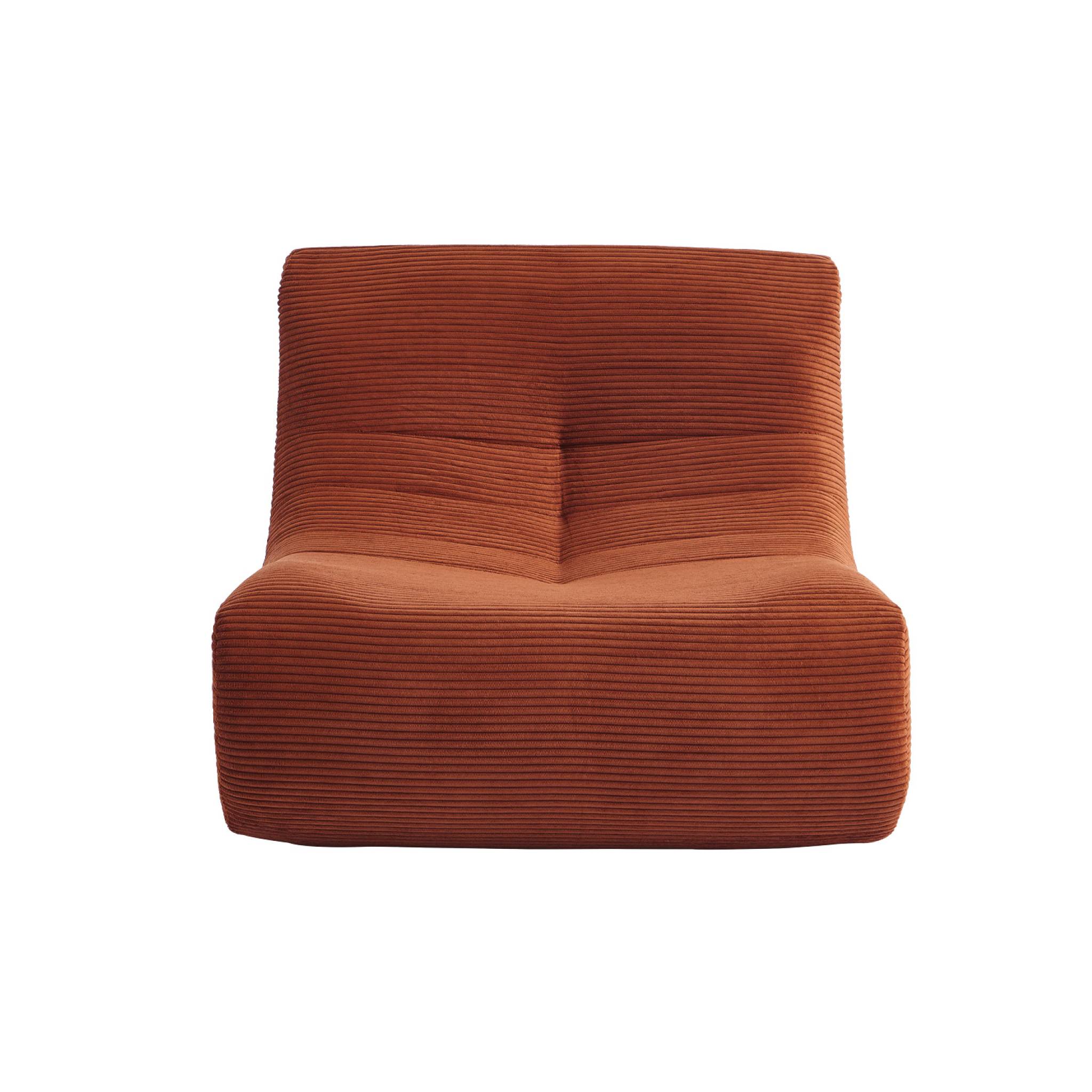 Chauffeuse velours côtelé 2 places terracotta L 91 x P 105 x H 72 cm - SOKOL