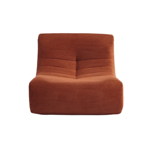 Chauffeuse velours côtelé 2 places terracotta L 91 x P 105 x H 72 cm - SOKOL
