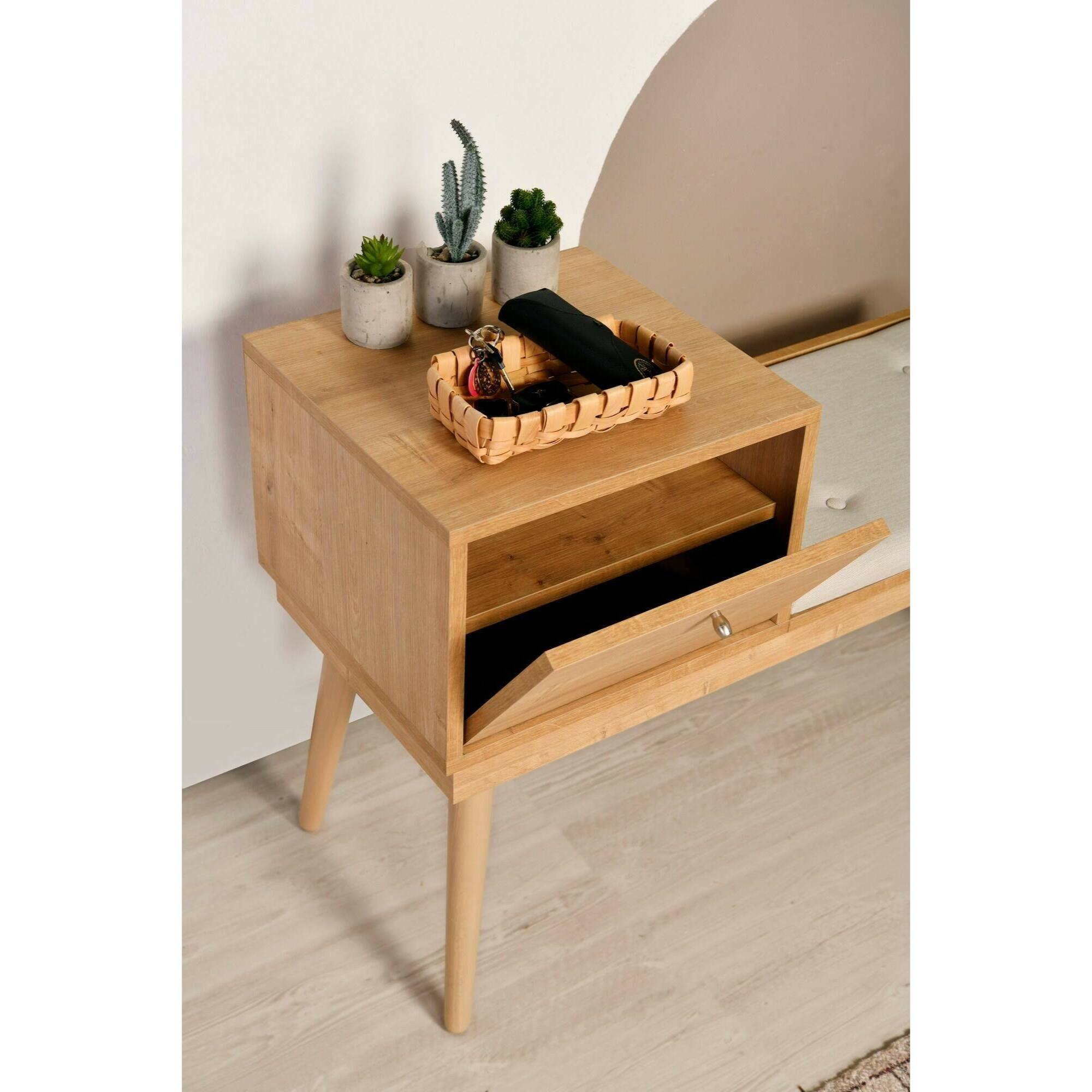 Panca Asolo, Panchina multiuso, Seduta per ospiti, Cassapanca multifunzione, 40x105h45 cm, Quercia e Crema