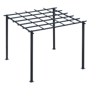 Pergola autoportante style contemporain - toit terrasse à décorer - dim. 3L x 3l x 2,3H m - métal époxy anticorrosion noir