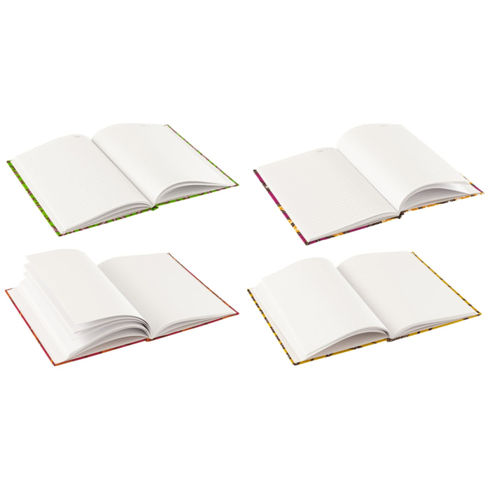 J-Line carnet De Notes A4 Motifs - papier/textile - mix - large - 4 stuks