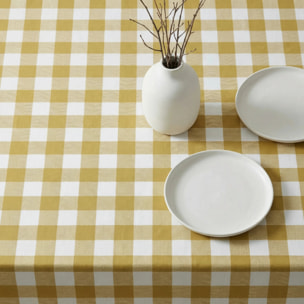 Nappe antitache au toucher tissu imperméable Carreaux Moutarde
