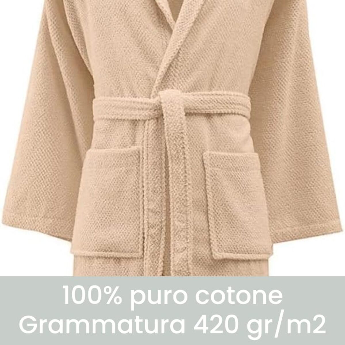 Accappatoio in spugna di cotone - BEIGE