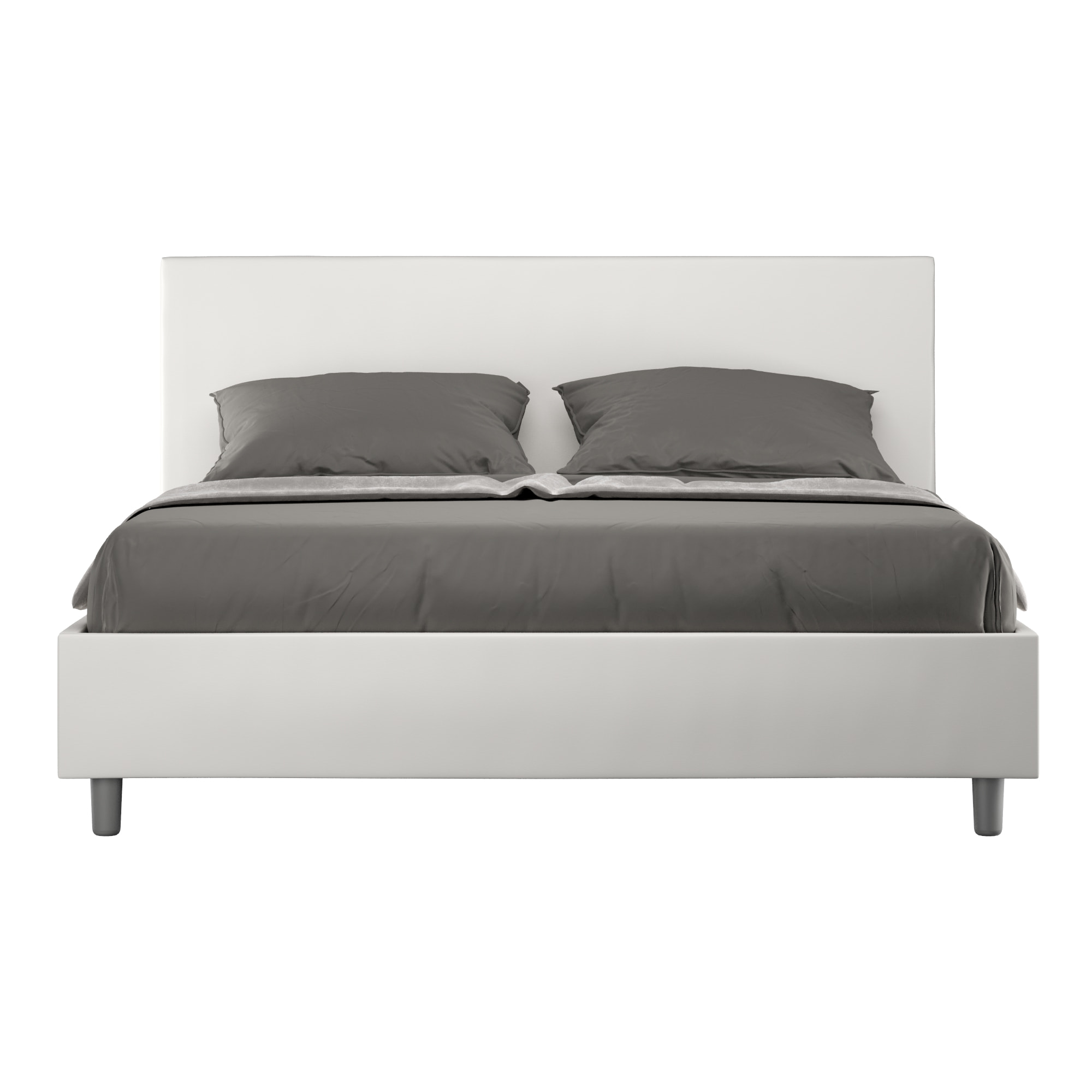 Letto matrimoniale con rete imbottito 160x190 similpelle bianco Adele