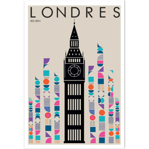 Affiche london big ben retro Affiche seule