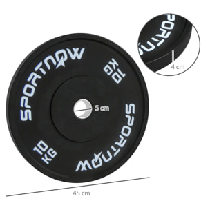 SPORTNOW Discos Pesas Olímpicos 2x10 kg, Agujero Ø50 mm, de Goma, 2 Placas de Pesas para Barras y Mancuernas, para Entrenamientos en Casa y Gimnasio, Negro