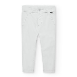 Pantalón elástico niño liso, cierre de botón, beige, 718152