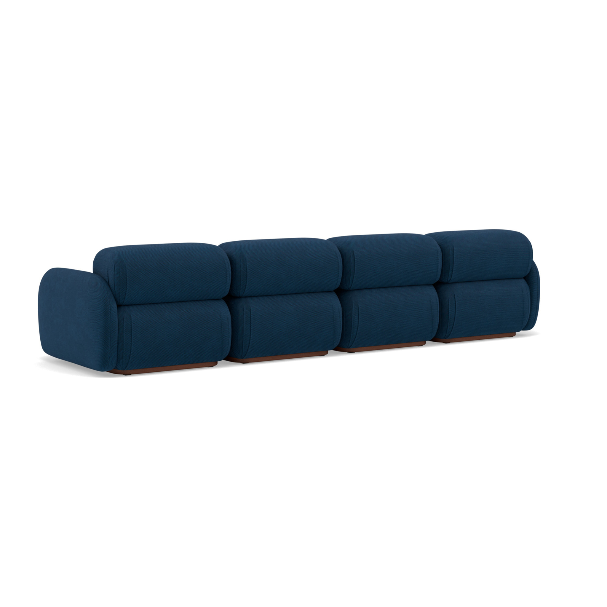Penelope - canapé droit modulable 4 places en velours texturé - Bleu
