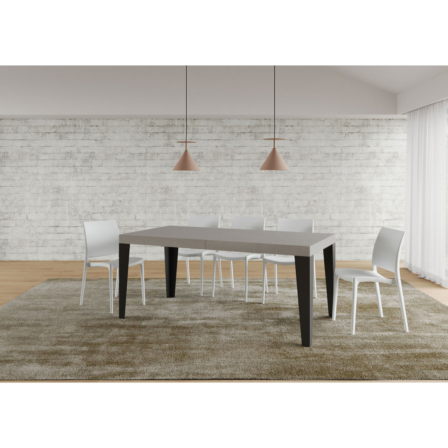 Tavolo allungabile 90x200/304cm Flame cashmere gambe antracite