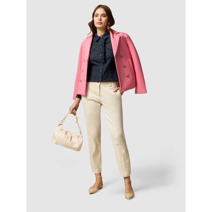 Oltre - Pantaloni a sigaretta misto tencel - Beige