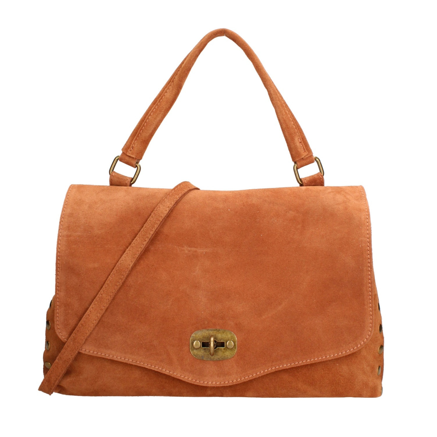 Borsa a mano da donna Made in Italy - Modello Zelia Elite - Pelle scamosciata - 37.0 x 22.0 x 15.0 cm