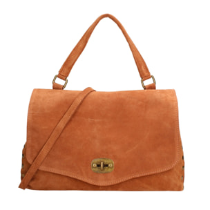 Borsa a mano da donna Made in Italy - Modello Zelia Elite - Pelle scamosciata - 37.0 x 22.0 x 15.0 cm