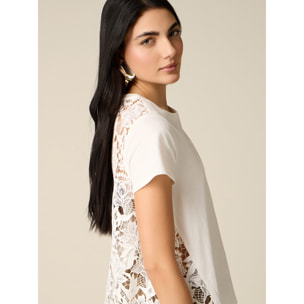 Oltre - T-shirt parte dietro in pizzo - Bianco