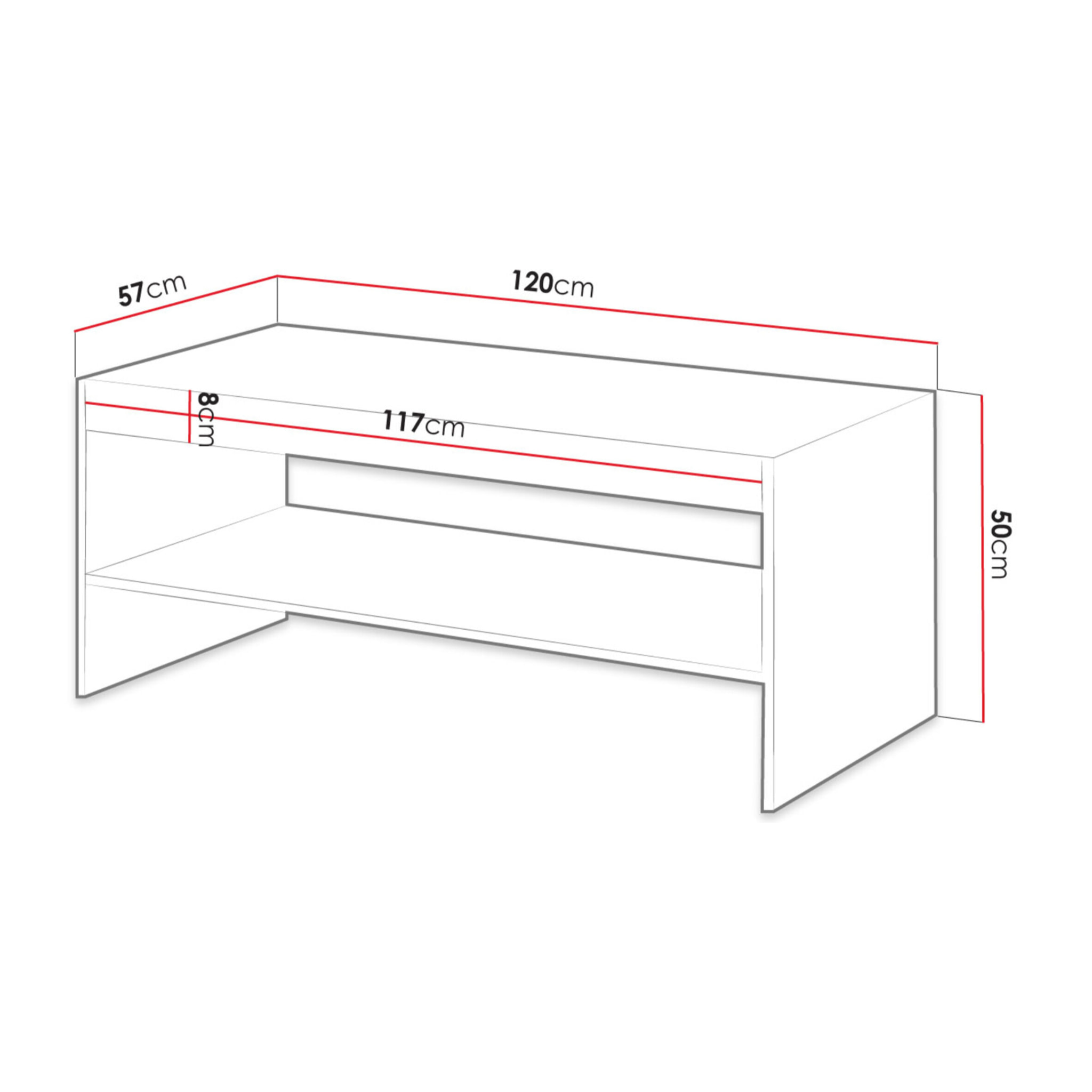 Come - table basse - effet bois - 1 niche - 120 cm - Bois