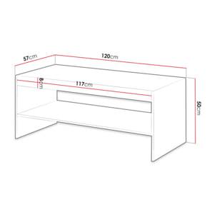 Come - table basse - effet bois - 1 niche - 120 cm - Bois