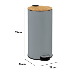 Poubelle couvercle bambou 30L "Modern color" gris