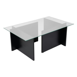 Table basse verre déstructurée – effet bois noir, H. 40 cm SALTA