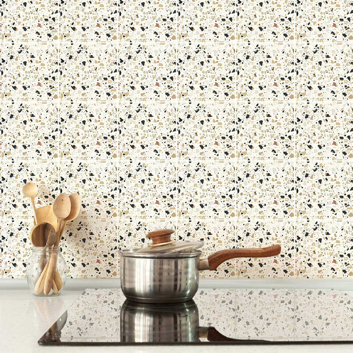 Stickers muraux - Sticker Mural Carrelage adhésif Cuisine Salle de Bain - 9 STICKERS CARRELAGES TERRAZZO PABLO