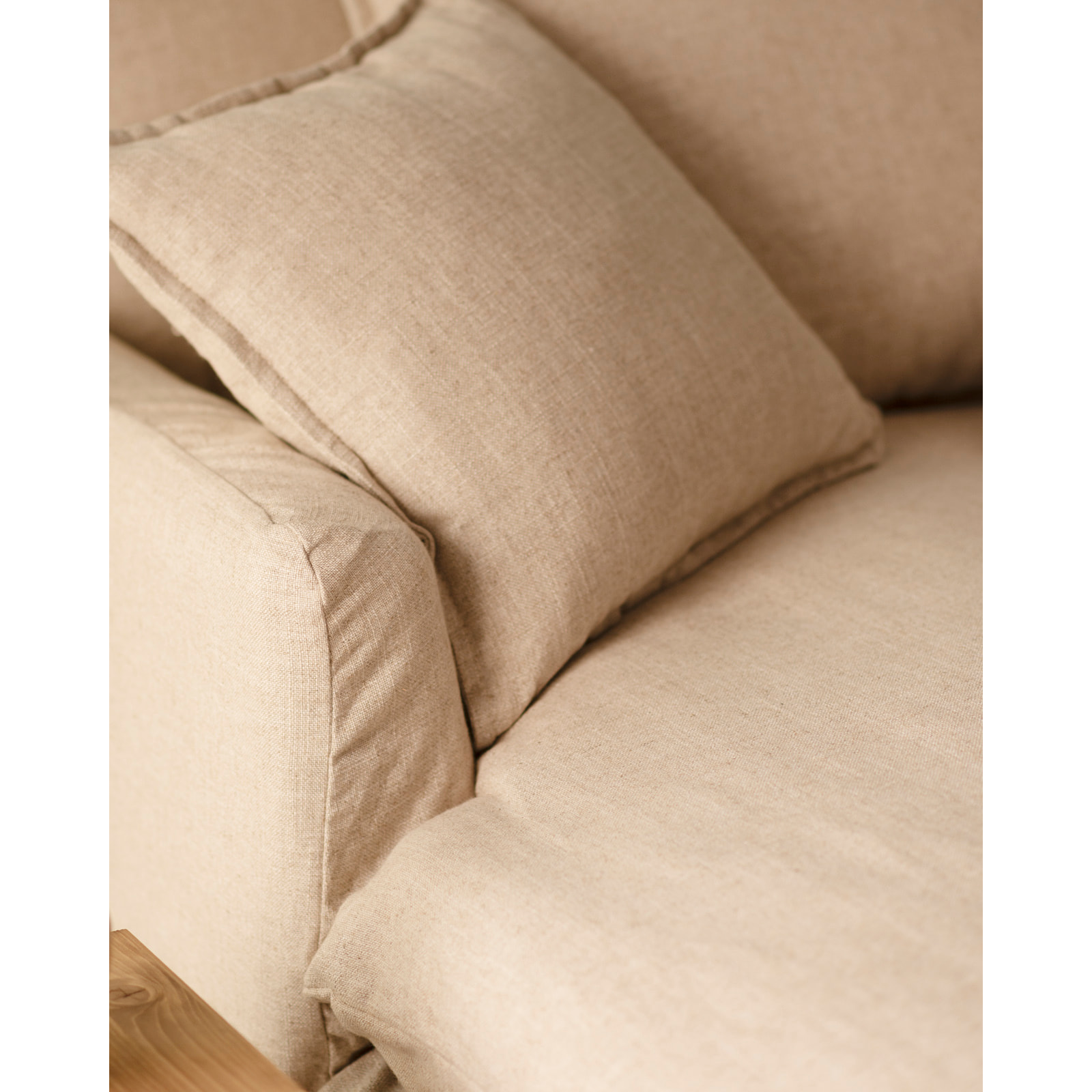 Fauteuil en coton et lin couleur beige de 115x170cm Hauteur: 73 Longueur: 170 Largeur: 115