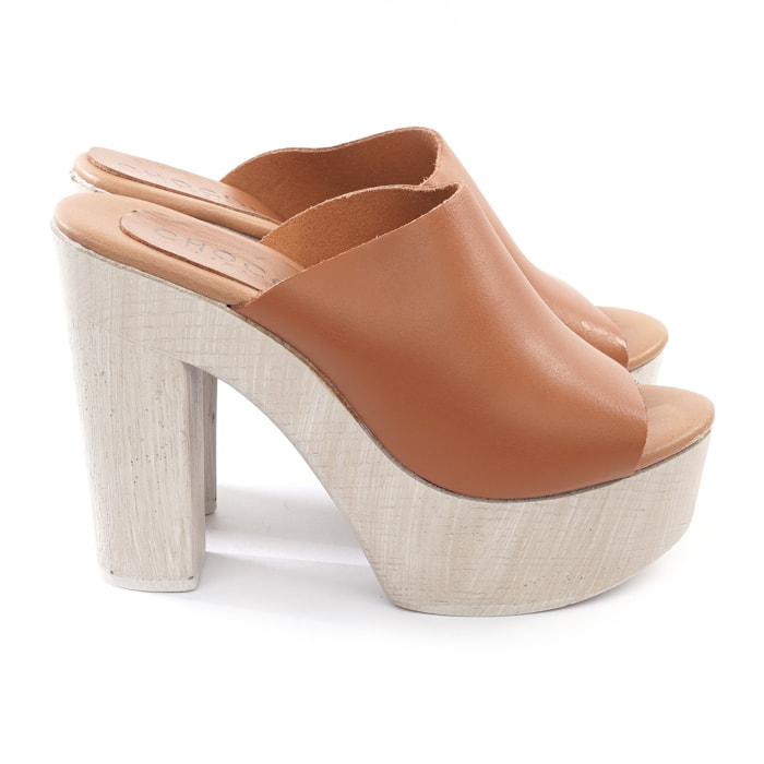 MULE TACCO CHOCOLA' CUOIO
