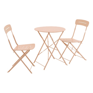 Table de jardin bistrot pliante ronde acier + 2 assises BALCONEA