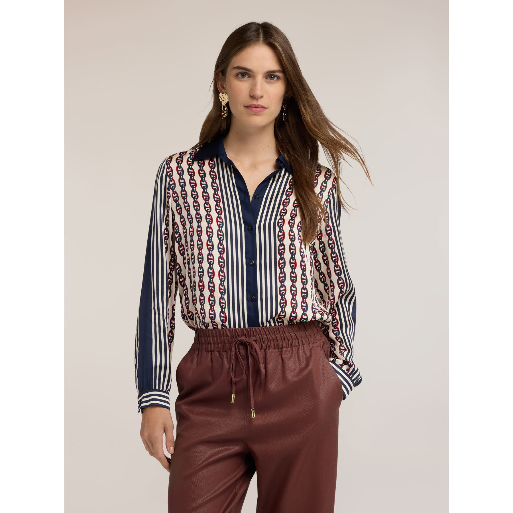 Motivi - Camicia in raso con stampa - Blu