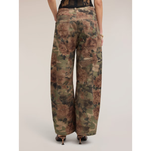 Motivi - Pantaloni barrel fit fantasia floreale - Verde militare